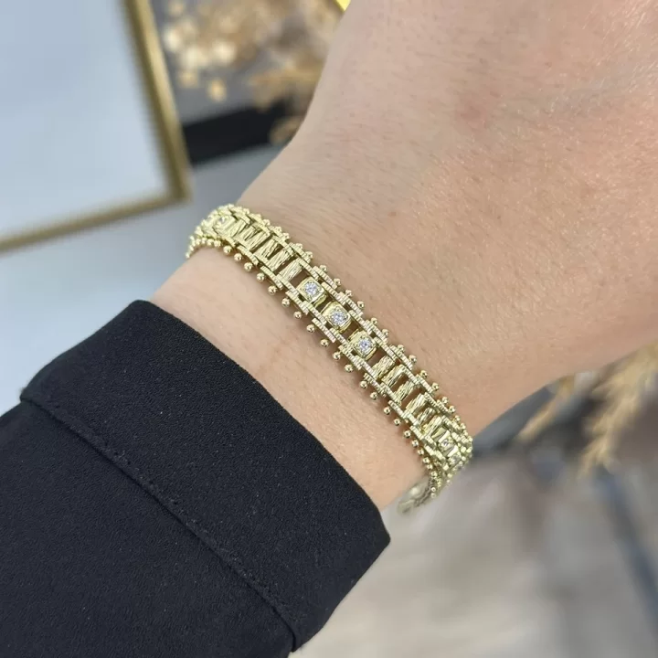 XP Gold Dorikali Hasir Taşlı Bileklik (17+2 cm)