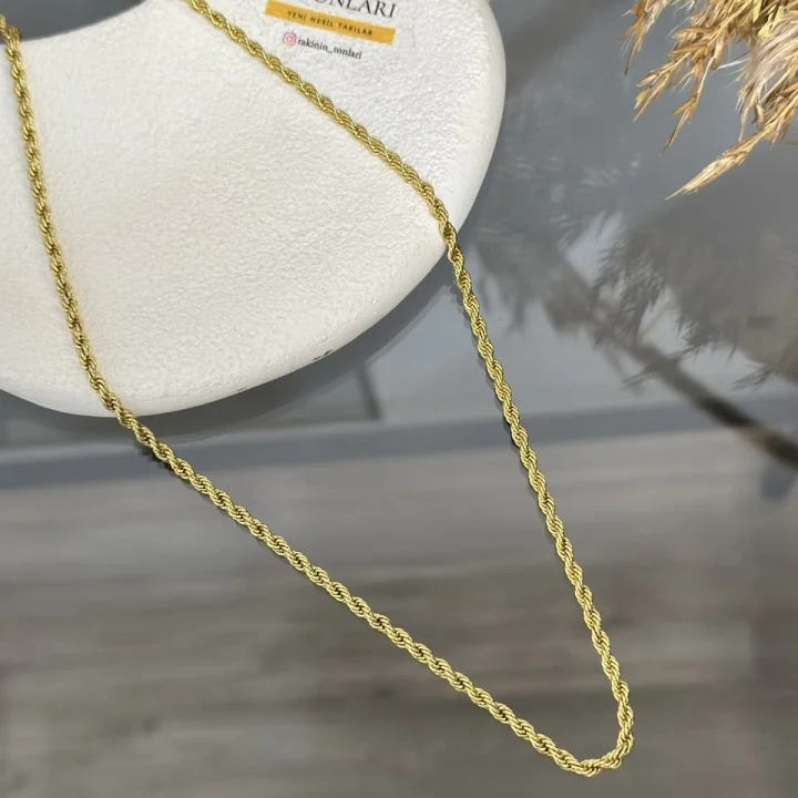 22 Ayar 3 mm Burgu Zincir (60 cm )