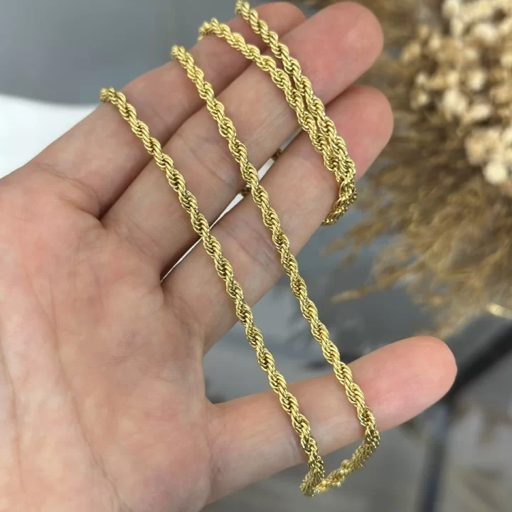 22 Ayar 3 mm Burgu Zincir (60 cm )