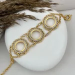 22 Ayar Sonsuz İşlemeli Üçlü Çeyrek Yuvalı Bileklik