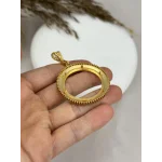 22 Ayar Tek Sıra Taşlı Tam Altınlık Kolye Ucu