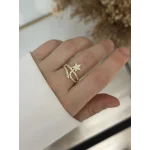 İthal Gold Taşlı Yıldızlı Yüzük (Ayarlanabilir)