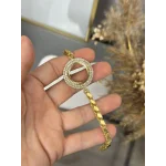 22 Ayar Çift Sıra Taşlı Çeyreklik Arpa Bileklik