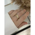 İthal Gold Köşeli Tasarım Yüzük (Ayarlanabilir)