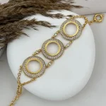 22 Ayar Sıra Taşlı Üçlü Çeyrek Yuvalı Bileklik