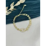 İthal Seri Taşlı Dikdörtgen Geçişli Gold Bileklik