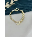 İthal Seri Tasarım Zinciri İşlemeli Gold Bileklik