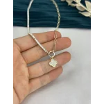 İthal Seri Yarım Suyolu Taşlı Yonca Detay Gold Kolye