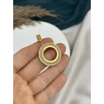 22 Ayar Taşlı Hasır Detay Çeyrek Kolye Ucu