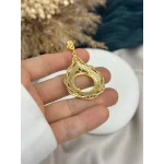 22 Ayar Yeşil Taşlı Damla Model Çeyreklik Sarmal Uç