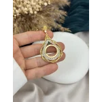 22 Ayar Yeşil Taşlı Damla Model Çeyreklik Sarmal Uç