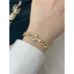 14K Gold Taşlı Geçişli Vip Bileklik