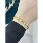 14K Asimetrik Taşlı Zarif XP Suyolu Vip Bileklik (17+2 cm)