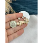 Sallantılı Taşlı Yaprak XP Küpe (Bakır Renk)