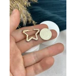 Renkli Taşlı XP Yıldız Halka Küpe (Bakır Renk)