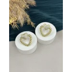 Burgulu Taşlı Kalp XP Küpe (Gold)