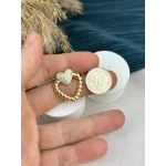 Burgulu Taşlı Kalp XP Küpe (Gold)