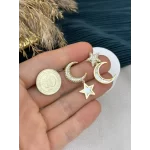 Taşlı Sarkıt Ay-Yıldız XP Küpe (Gold)