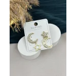 Taşlı Sarkıt Ay-Yıldız XP Küpe (Gold)