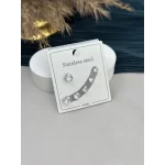 Gümüş Tek Taş Kalpli Küpe Seti