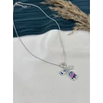 Gümüş Charmlı Seyahat Çocuk Kolye (40+5 cm)