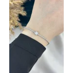 İthal Gümüş Baget Taşlı Suyolu Bileklik (17 cm)