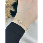 Gold Daire Detaylı Suyolu Bileklik (17 cm)