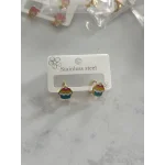 Renkli Kap Kek Çocuk Küpe