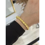 22 Ayar Oval Topçuk Detaylı Kelepçe Bilezik (6 cm)
