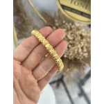 22 Ayar Oval Topçuk Detaylı Kelepçe Bilezik (6 cm)