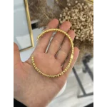 22 Ayar Oval Topçuk Detaylı Kelepçe Bilezik (6 cm)
