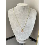 Ezme Pullu Zincir Pembe Taşlı Vintage Kolye (55 cm)