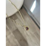 Ezme Pullu Zinvir Mor Taşlı Vintage Kolye (55 cm)