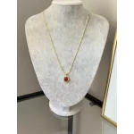 Ezme Pullu Zincir Bordo Taşlı Vintage Kolye (55 cm)