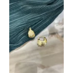 Bombeli Çizgi Dokulu Taşlı Halka Küpe (Hafif yapılıdır)