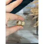 Bombeli Çizgi Dokulu Taşlı Halka Küpe (Hafif yapılıdır)