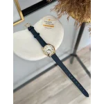 Lacivert Deri Kordon Yuvarlak-Köşeli Saat