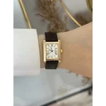 Kahverengi Deri Kordon Dikdörtgen Saat