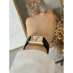 Siyah Deri Kordon Dikdörtgen Saat