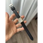 Siyah Deri Kordon Dikdörtgen Saat