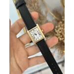 Siyah Deri Kordon Dikdörtgen Saat