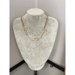 Çelik İkili Mineli Renkli İtalyan Kolye (40+5 cm)