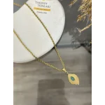 Çelik Turkuaz Taşlı Yaprak Kolye (40+5 cm)