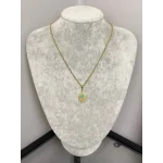 Çelik Turkuaz Taşlı Yaprak Kolye (40+5 cm)