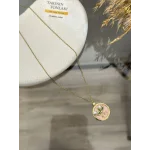 Çelik Pembe Mineli İncili Vintage Kolye (40+5 cm)