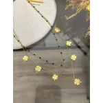 Çelik İkili Yonca Pullu Kolye (40+5 cm)