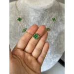 Çelik Marka Model Yeşil Yonca Kolye (40+5 cm)