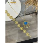 22 Ayar Telkari İşlemeli Süryani Kolye Kombin (45 cm)