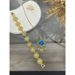 22 Ayar Telkari İşlemeli Süryani Kolye Kombin (45 cm)