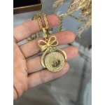 22 Ayar Zincirli Fiyonk Kolye (Yarım Altınlı-Çelik Zincir)